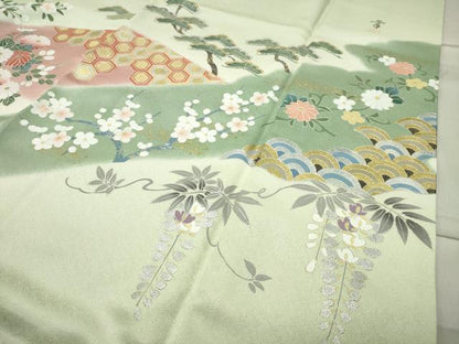 平和屋着物●訪問着 作家物 貝桶花文 暈し染め 金銀彩 正絹 逸品 CABC8140gh