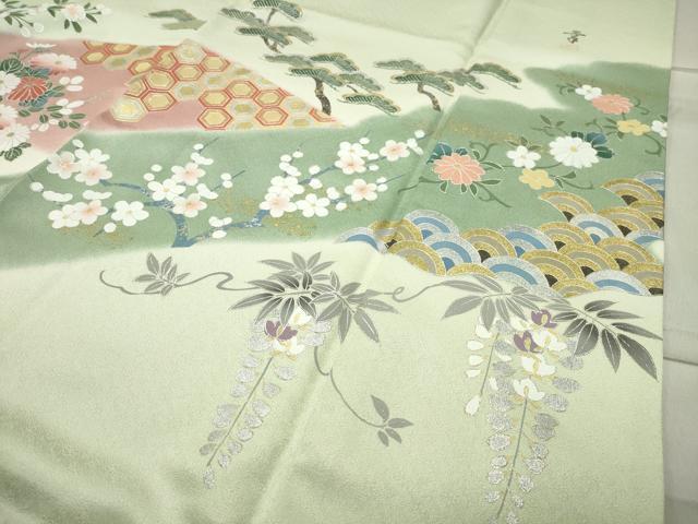 平和屋着物●訪問着 作家物 貝桶花文 暈し染め 金銀彩 正絹 逸品 CABC8140gh