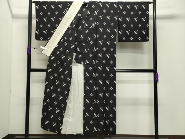 平和屋着物●久留米絣　単衣　扇面吉祥文　綿　逸品　CABC8142gh
