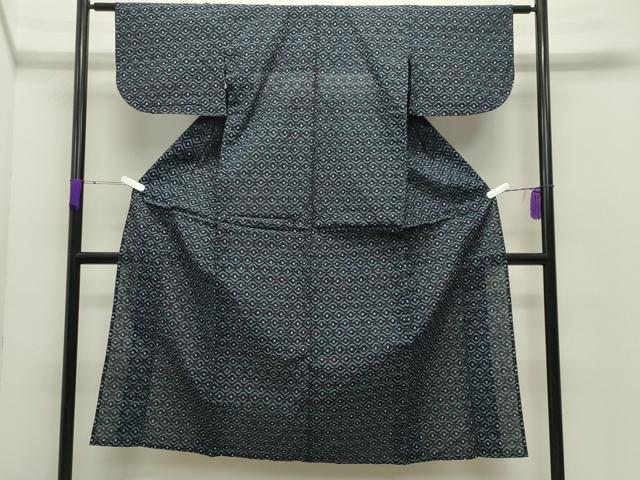 平和屋着物●久留米絣　単衣　菱吉祥文　綿　未使用　CABC8145gh
