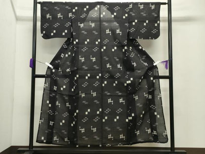 平和屋着物▽本場琉球絣 綿琉球 単衣 絣文様 綿 逸品 CABC8148gh