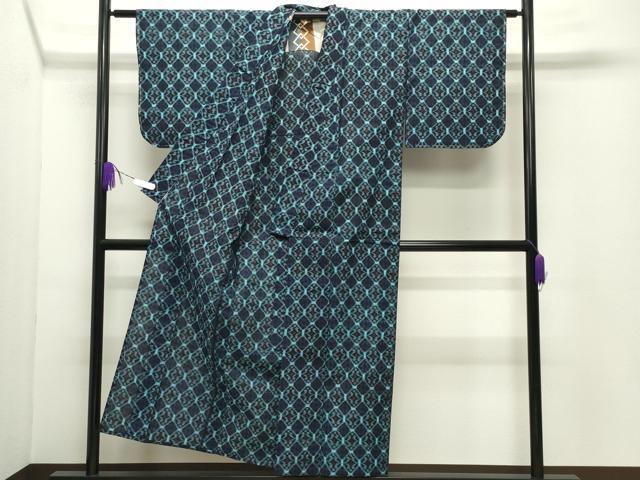 平和屋着物●久留米絣　単衣　亀甲吉祥文　綿　逸品　未使用　CABC8149gh