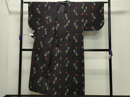 平和屋着物●久留米絣　アンサンブル　単衣　舞花文　綿　逸品　CABC8151gh