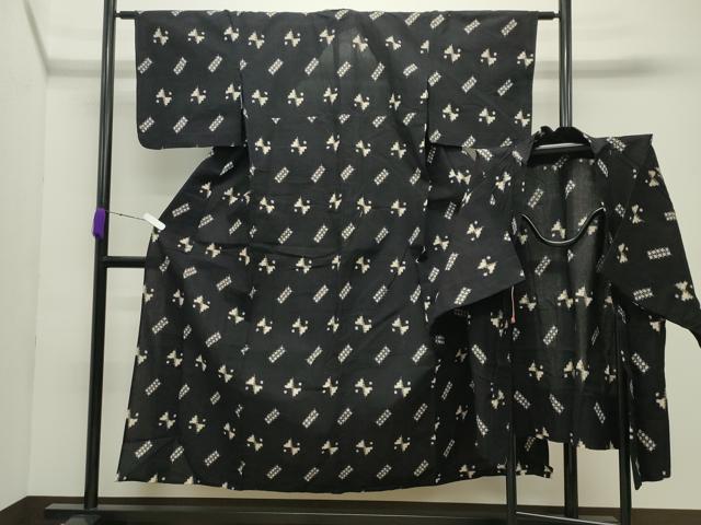 平和屋着物●久留米絣　アンサンブル　単衣　吉祥文　綿　逸品　CABC8152gh