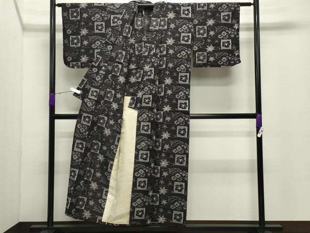 平和屋着物●久留米絣　単衣　舞花文　綿　逸品　CABC8153gh