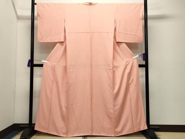 平和屋着物●本草木染作家　瑞寶　色無地　紋意匠　水柿色　正絹　逸品　CABC8158gh