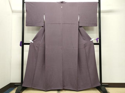 平和屋着物●上質な色無地　葡萄鼠色　正絹　逸品　CABC8159gh