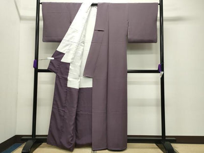 平和屋着物●上質な色無地　葡萄鼠色　正絹　逸品　CABC8159gh