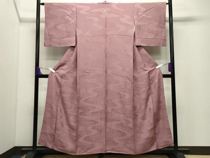 平和屋着物●上質な色無地　流水花地紋　鴇浅葱色　正絹　逸品　CABC8160gh