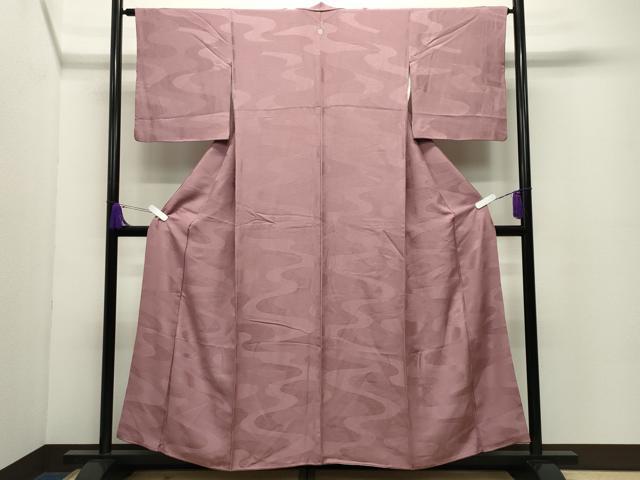 平和屋着物●上質な色無地　流水花地紋　鴇浅葱色　正絹　逸品　CABC8160gh