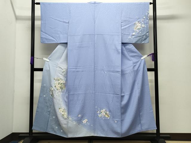 平和屋着物●訪問着 刺繍 地紙花文 暈し染め 金彩 さが美扱い 正絹 逸品 未使用 CABC8161gh