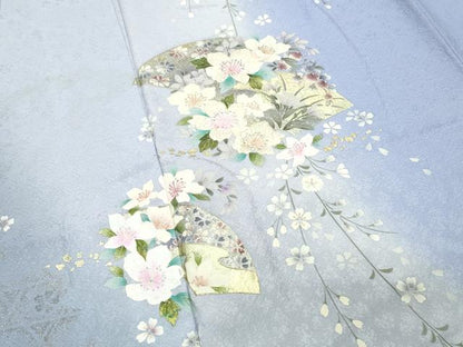 平和屋着物●訪問着 刺繍 地紙花文 暈し染め 金彩 さが美扱い 正絹 逸品 未使用 CABC8161gh