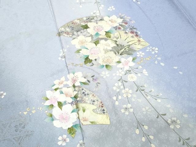 平和屋着物●訪問着 刺繍 地紙花文 暈し染め 金彩 さが美扱い 正絹 逸品 未使用 CABC8161gh