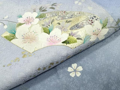 平和屋着物●訪問着 刺繍 地紙花文 暈し染め 金彩 さが美扱い 正絹 逸品 未使用 CABC8161gh
