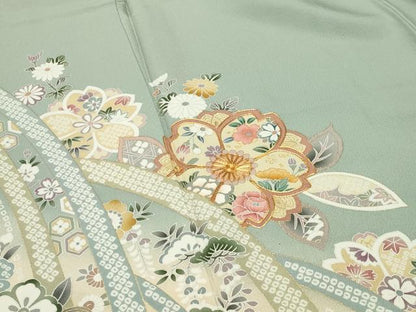 平和屋着物●訪問着 駒刺繍 舞桜松竹梅文 暈し染め 金彩 正絹 逸品 CABC8164gh