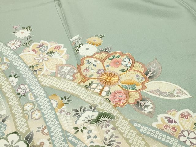 平和屋着物●訪問着 駒刺繍 舞桜松竹梅文 暈し染め 金彩 正絹 逸品 CABC8164gh