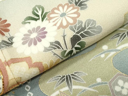 平和屋着物●訪問着 駒刺繍 舞桜松竹梅文 暈し染め 金彩 正絹 逸品 CABC8164gh