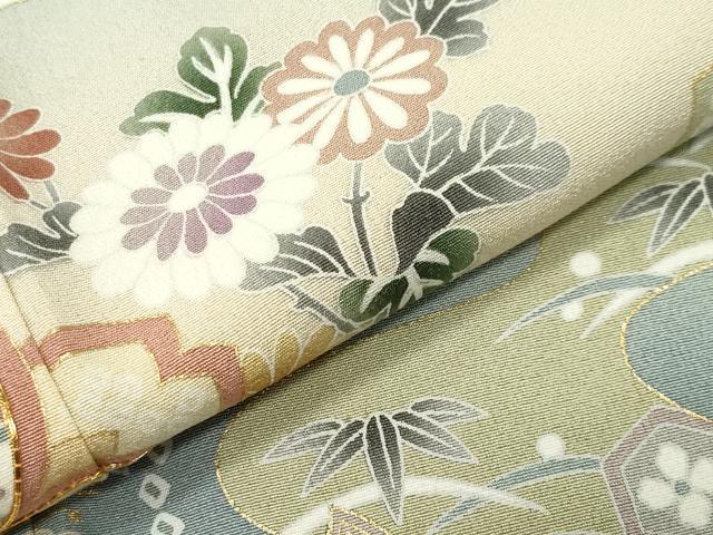 平和屋着物●訪問着 駒刺繍 舞桜松竹梅文 暈し染め 金彩 正絹 逸品 CABC8164gh