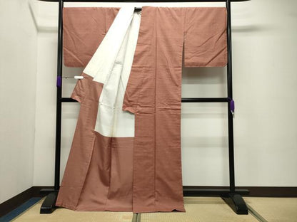 平和屋着物●本場結城紬　重要無形文化財　遠州茶色　ロング丈　正絹　逸品　未使用　CABC8168gh
