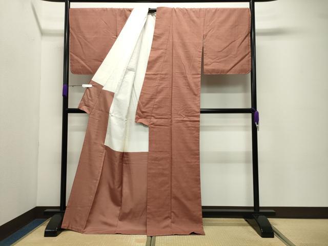 平和屋着物●本場結城紬　重要無形文化財　遠州茶色　ロング丈　正絹　逸品　未使用　CABC8168gh