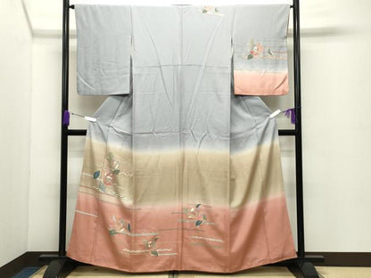 平和屋着物●訪問着　草花文　暈し染め　金彩　正絹　逸品　CABC8170gh