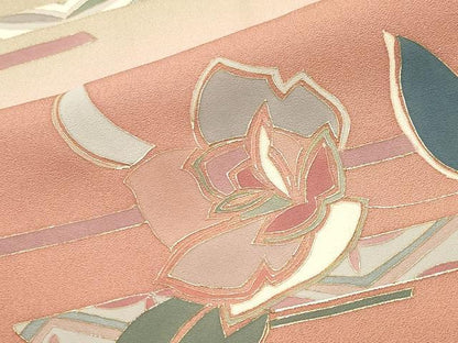 平和屋着物●訪問着　草花文　暈し染め　金彩　正絹　逸品　CABC8170gh