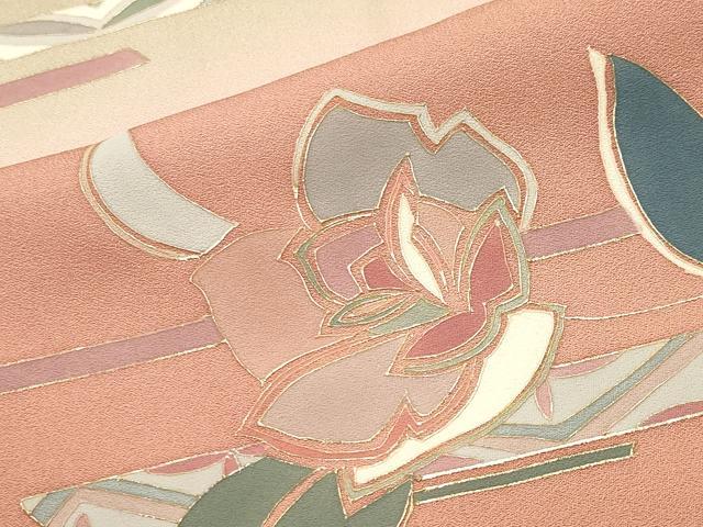 平和屋着物●訪問着　草花文　暈し染め　金彩　正絹　逸品　CABC8170gh