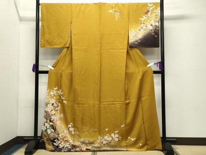 平和屋着物●訪問着 鈴 飛鶴花文 暈し染め 金彩 正絹 逸品 未使用 CABC8175gh