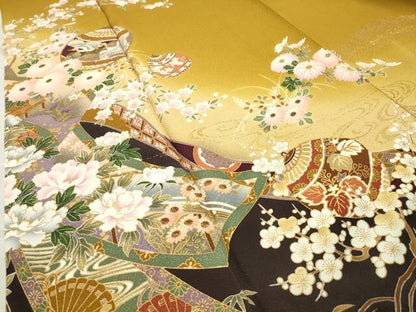 平和屋着物●訪問着 鈴 飛鶴花文 暈し染め 金彩 正絹 逸品 未使用 CABC8175gh