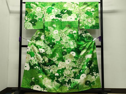平和屋着物●訪問着 駒刺繍 牡丹花文 金彩 正絹 逸品 未使用 CABC8177gh