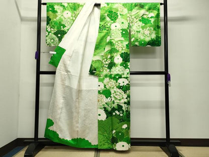 平和屋着物●訪問着 駒刺繍 牡丹花文 金彩 正絹 逸品 未使用 CABC8177gh