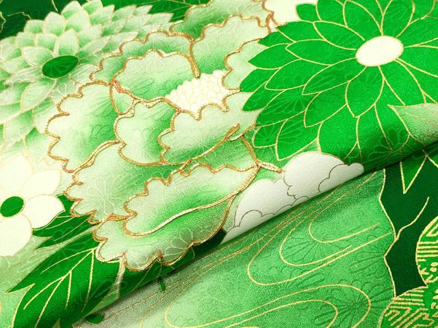 平和屋着物●訪問着 駒刺繍 牡丹花文 金彩 正絹 逸品 未使用 CABC8177gh