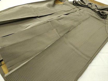 平和屋着物●男性　馬乗り袴　縞　正絹　逸品　CABC8183gh
