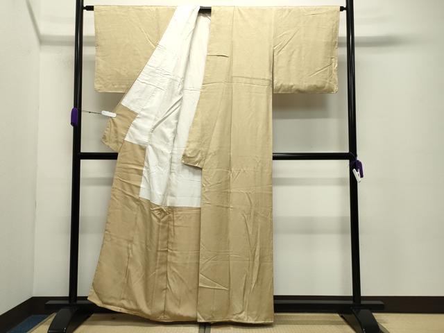 平和屋着物●上質な色無地　立波地紋　蒸栗色　正絹　逸品　未使用　CABC8187gh