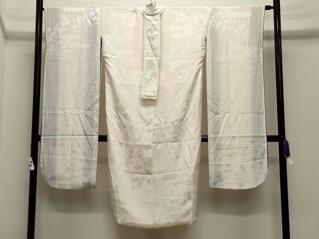 平和屋着物●振袖用長襦袢 袷 エ霞舞桜地紋 暈し染め 半衿刺繍 正絹 逸品 CABC8197gh