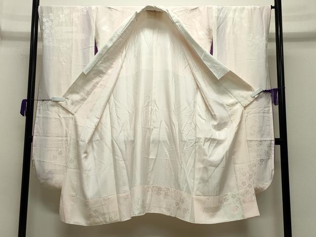 平和屋着物●振袖用長襦袢 袷 エ霞舞桜地紋 暈し染め 半衿刺繍 正絹 逸品 CABC8197gh