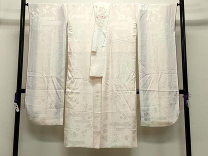 平和屋着物●振袖用長襦袢 袷 エ霞舞桜地紋 暈し染め 半衿刺繍 正絹 逸品 CABC8197gh
