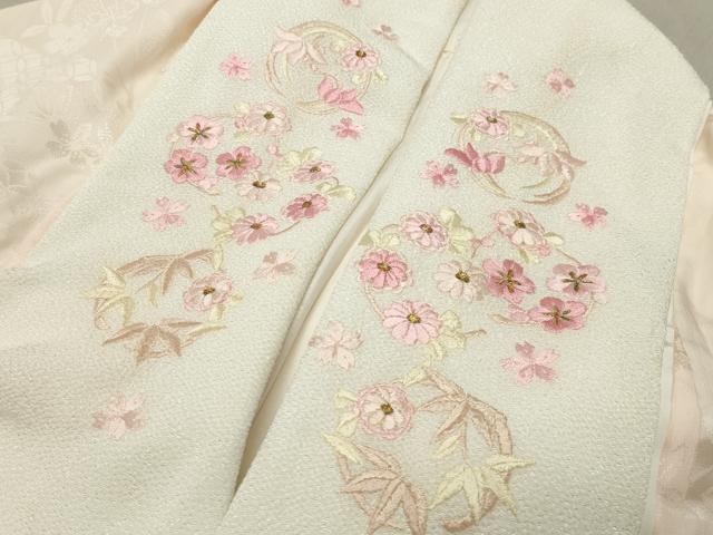 平和屋着物●振袖用長襦袢 袷 エ霞舞桜地紋 暈し染め 半衿刺繍 正絹 逸品 CABC8197gh