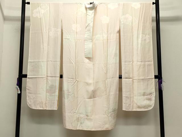 平和屋着物●振袖用長襦袢 無双仕立て 舞梅地紋 暈し染め 半衿刺繍 正絹 逸品 CABC8198gh