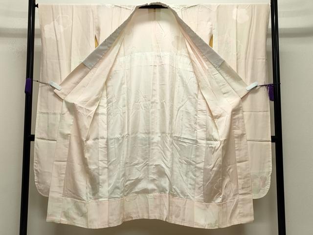平和屋着物●振袖用長襦袢 無双仕立て 舞梅地紋 暈し染め 半衿刺繍 正絹 逸品 CABC8198gh