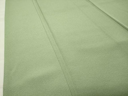 平和屋着物●上質な色無地　若葉色　ロング丈　正絹　逸品　CABC8202gh