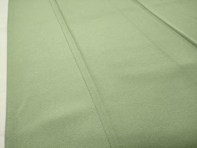 平和屋着物●上質な色無地　若葉色　ロング丈　正絹　逸品　CABC8202gh