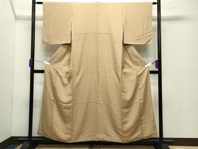 平和屋着物●上質な色無地 更紗花唐草地紋 飴色 正絹 逸品 CABC8203gh