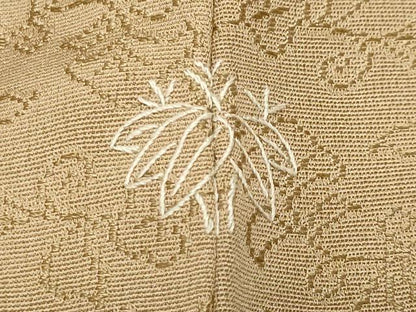 平和屋着物●上質な色無地 更紗花唐草地紋 飴色 正絹 逸品 CABC8203gh