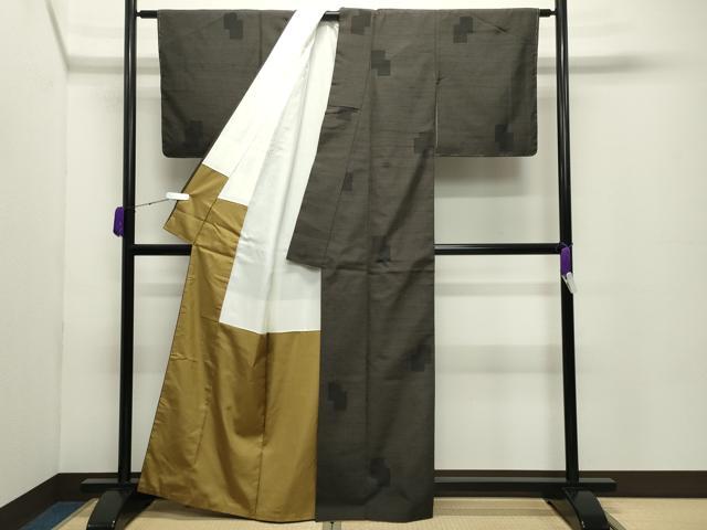 平和屋着物●上質な紬　色紙重ね文　正絹　逸品　未使用　CABC8205gh
