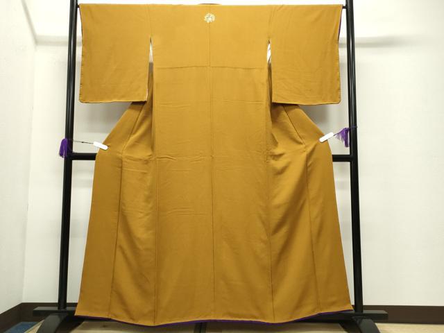 平和屋着物●上質な色無地　山吹茶色　正絹　逸品　未使用　CABC8210gh