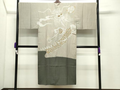 平和屋着物●男性　長襦袢　袷　絞り　龍　金彩　正絹　逸品　CABC8211gh