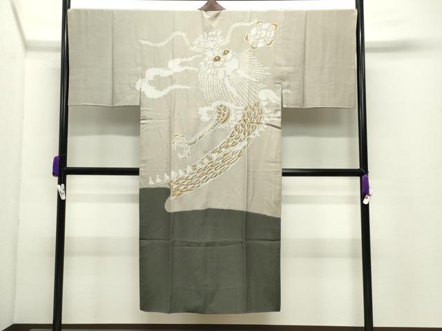 平和屋着物●男性　長襦袢　袷　絞り　龍　金彩　正絹　逸品　CABC8211gh