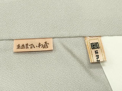 平和屋着物●上質な色無地　横段吉祥地紋　蕎麦切色　ますいわ屋扱い　正絹　逸品　CABC8213gh
