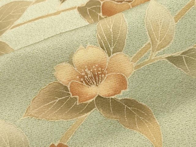 平和屋着物●中国三大刺繍　相良刺繍　訪問着　枝椿花文　暈し染め　ロング丈　正絹　逸品　未使用　CABC8214gh